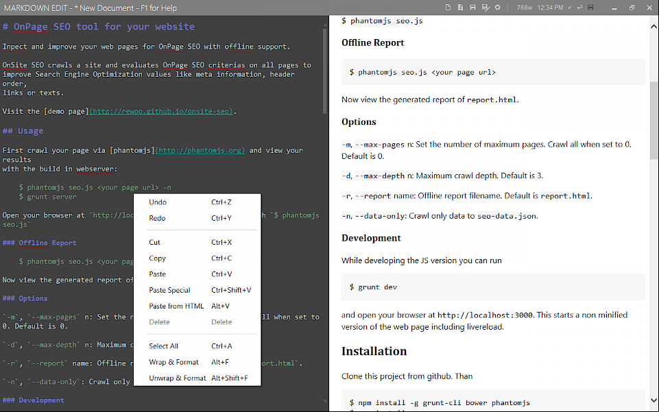 Markdown Edit running on Windows 10