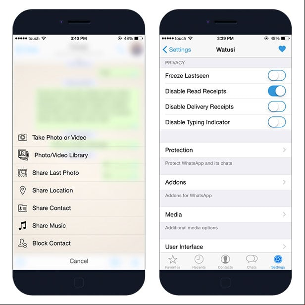 Watusi tweak for WhatsApp on iOS 12