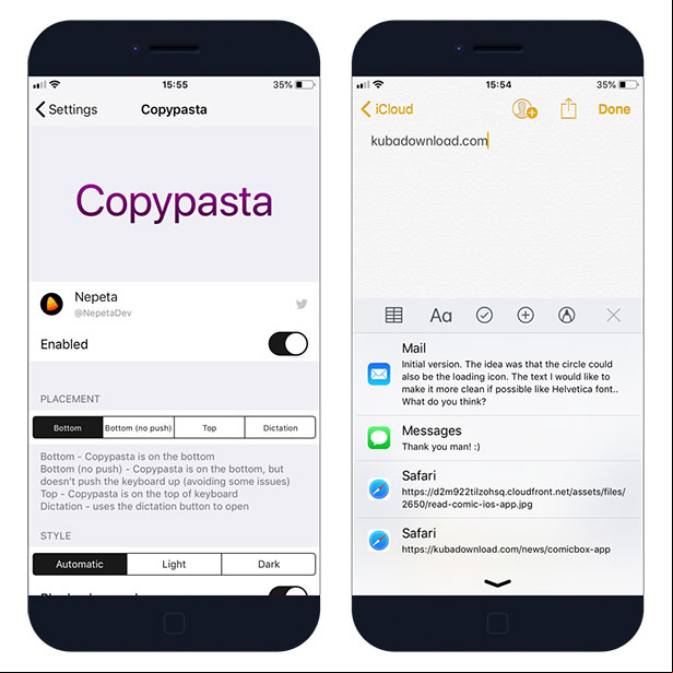 Copypasta Cydia Tweak
